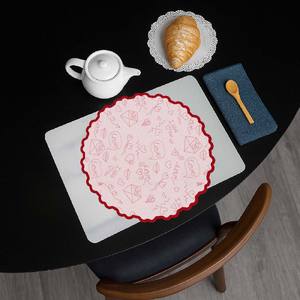 Durable Cotton Placemats Washable Fabric Print Design <b>Round</b> Shape Table <b>Mats</b> for Kitchen & Dining Room - Product Image 2