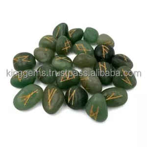 Offre Spéciale 25 pièces naturel vert Aventurine Rune ensembles meilleure qualité sculpté pierres précieuses cristaux de guérison gravé dégringolé Souvenir - Product Image 5