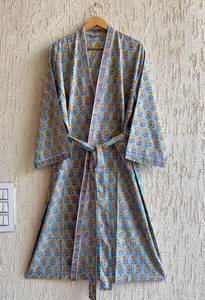 Vestido Kimono Hecho a Mano en India, 100% Algodón, Estampado Floral, Informal, para Vacaciones en la Playa, para Verano, Primavera, Perfecto para Usar con Bikini, Invierno, Otoño - Product Image 3