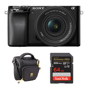 Appareil photo hybride A6100 pour vlog avec objectif 16-50mm F/3.5-5.6 II, double écran, carte SD, pas cher - Product Image 2