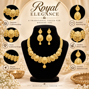 Precioso Conjunto de Collar Floral para Mujer, Chapado en Oro de 24K, Joyería de Diseño Indio con Pendientes a Juego, para Bodas y Fiestas - Product Image 5