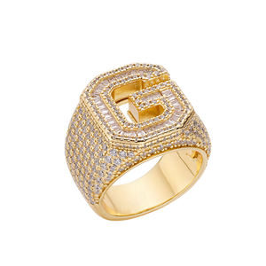 Moissanite Letter <b>Ring</b> 925 Sterling <b>Silver</b> White Gold Plated Pave Setting Hiphop Unisex <b>Men</b> Women Wedding Engagement Jewelry - Product Image 6