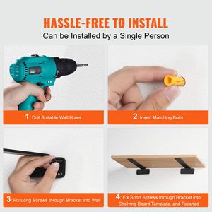 Staffe per Mensole Galleggianti Resistenti 8FT X 4FT X 1.6FT, 6 Pezzi, in Acciaio Nero Opaco, Spessore 5mm, per Mensole Spesse 5mm - Product Image 5