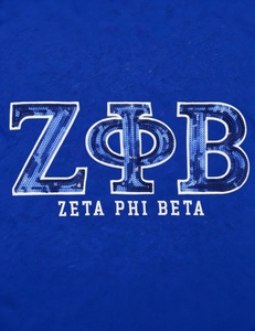 เสื้อยืดแขนยาว Zeta Phi Beta 1920 สำหรับผู้หญิง สีน้ำเงินรอยัล คอปกสีขาว ปักลายสัญลักษณ์ชมรม คอกลม - Product Image 5