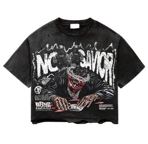 Camiseta de algodón 100% de alto gramaje para hombre, estilo urbano vintage, oversize, tallas grandes, con estampado serigrafiado frontal y trasero, venta al por mayor - Product Image 2