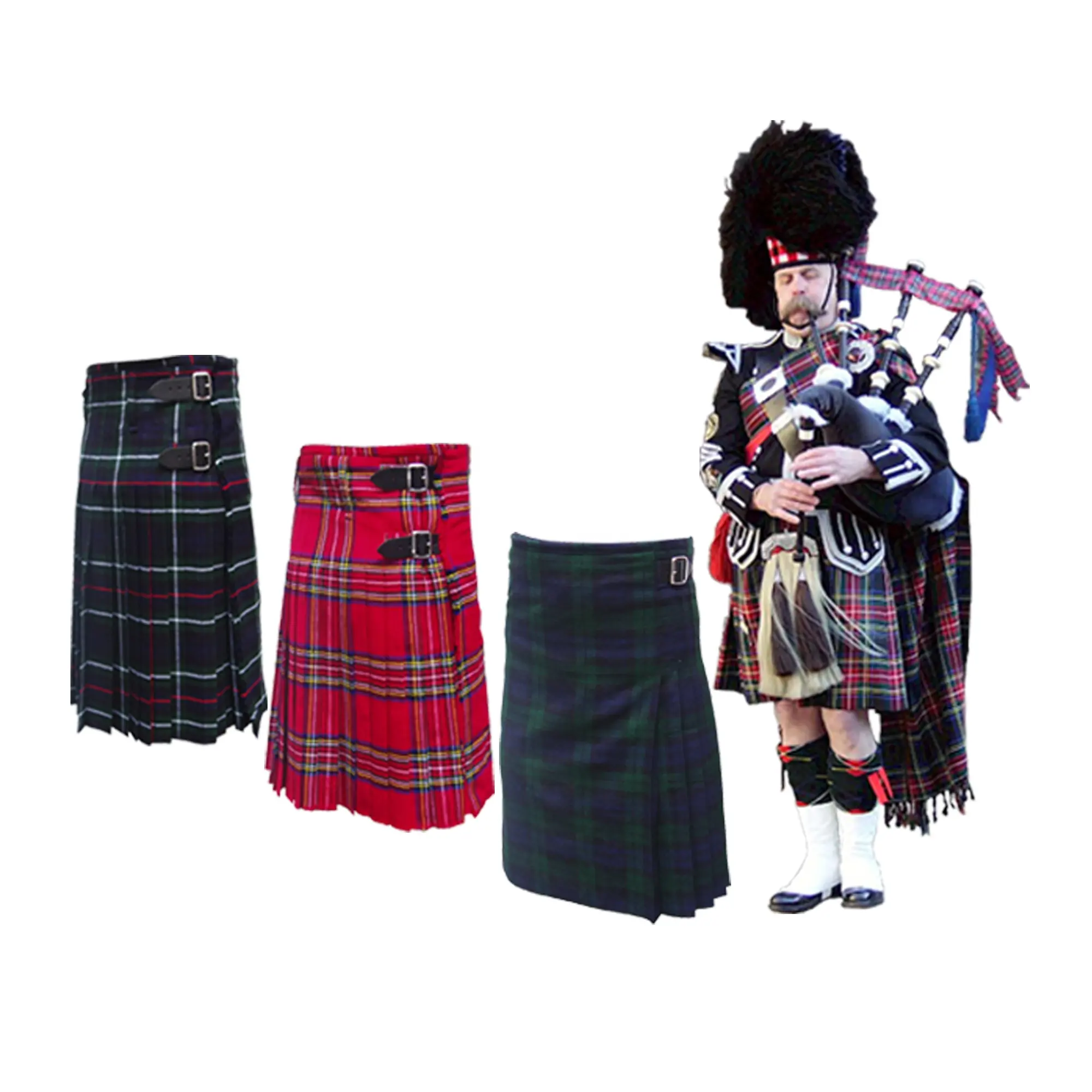Falda vaquera de algodón híbrida moderna Kilt informal de utilidad para hombres #Red falda escocesa tradicional Retro de diseño Vintage para hombres 