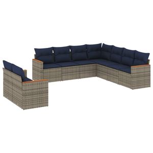 Juego de sofás de jardín de ratán sintético gris de 9 piezas con cojines - Product Image 2