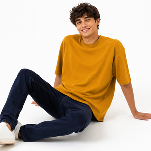 Camiseta de Algodón de <span class=keywords><strong>Color</strong></span> Sólido Extra Grande para <span class=keywords><strong>Hombre</strong></span>, Manga Corta, Cuello Redondo, Estilo Informal, Tejido de Punto <span class=keywords><strong>Jersey</strong></span>, Corte Regular, Amarillo <span class=keywords><strong>Mostaza</strong></span> - Product Image 4