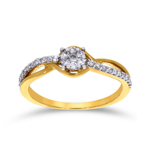 Bague unique en diamant avec accents blancs, bande statement en or 14 carats pour femme - Product Image 1