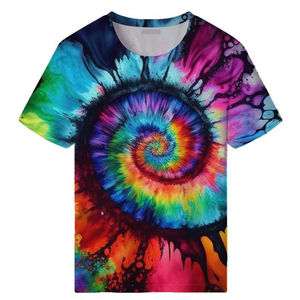T-shirts à manches courtes tie-dye, tissu tricoté respirant, haute qualité, prix bas, nouveau design de logo personnalisé pour hommes, service OEM - Product Image 6
