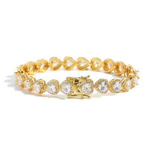 Mejor Precio Jewelux Pulsera de Tenis de Moissanita Chapada en Plata, Corte Brillante, Microincrustaciones, Eslabones Geométricos, Unisex, Lujo, Regalo IGI - Product Image 1