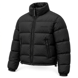 Blouson matelassé noir pour homme, col montant, fermeture éclair, manteau d'hiver chaud, décontracté, streetwear, personnalisable, marque privée - Product Image 3