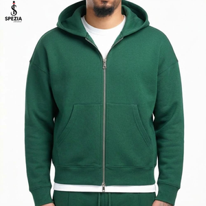 Sweat à capuche zippé oversize pour homme 100 % coton molletonné, style streetwear pour l'automne - Product Image 5