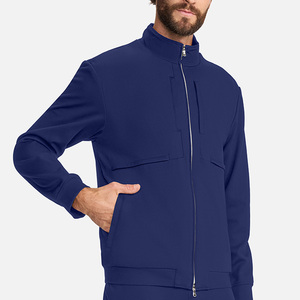 Chaqueta Médica Unisex Azul Marino con Cremallera Completa, Uniforme Sanitario, Prenda Exterior de Punto con Detección de Agujas, Fusión Sin Costuras, Ropa de Trabajo Hospitalaria - Product Image 2