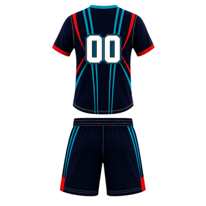 Conjunto de Camiseta y Pantalones Cortos de Rugby Personalizados en Negro, Rojo y Azul, Cuello en V, Uniforme de Equipo Transpirable, Ropa Deportiva de Entrenamiento Personalizada - Product Image 2