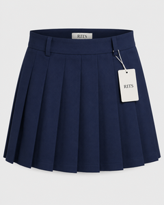 Jupe plissée mini pour femme RITS, taille haute, avec poches, anti-plis, séchage rapide, en Spandex/Polyester bleu, toutes saisons - Product Image 2