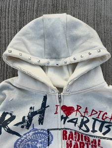 Sudadera con Capucha Extra Grande Personalizada para Hombre, Estilo Urbano, 100% Algodón, Lavado Ácido, Estampado DTG, Estilo Casual - Product Image 5