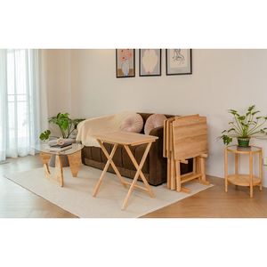 Set di 4 tavoli pieghevoli XL oversize con ripiano, tavoli da pranzo naturali - Product Image 5