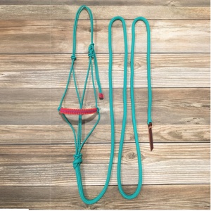 Ensemble de laisse et de collier pour cheval en corde de nylon tressée, couleur bordeaux, vente en gros - Product Image 3