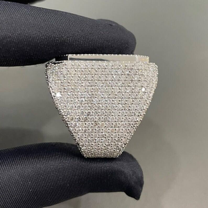 แหวนมอสซาไนต์สั่งทำพิเศษ ดีไซน์ตัวอักษรประดับเพชร ชุบทองคำขาว สไตล์ฮิปฮอป ของขวัญสำหรับผู้ชาย - Product Image 3