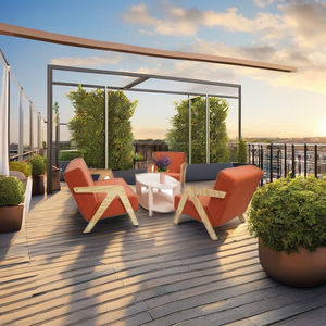 Wood <b>Sofa</b> Set with Premium Fabric Cushions Modern Eco-Friendly Waterproof Outdoor <b>Sofa</b> 1 Year Warranty - Product Image 5