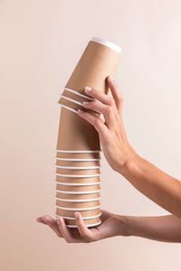 Vasos de papel de doble pared blancos/kraft para bebidas calientes, desechables, de calidad alimentaria, de papel blanco/kraft - Product Image 2