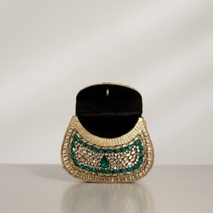 Mini Bolso de Mano de Metal con Diamantes de Imitación y Pedrería Kundan - Product Image 2