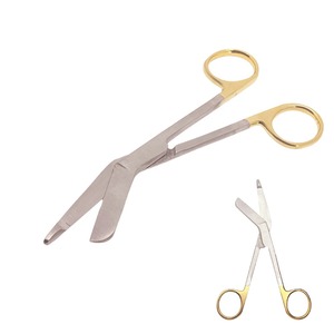 Tijeras Quirúrgicas de Acero Inoxidable para Vendajes, Tijeras Manuales para Aplicación de Apósitos con Mango Dorado para Hospitales, Clínicas y Primeros Auxilios - Product Image 2