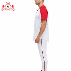 Maillot de baseball blanc pour homme avec accents rouges, ensemble uniforme en polyester respirant, taille adulte, nom d'équipe personnalisé - Product Image 3