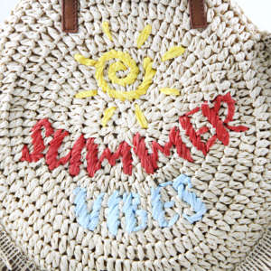 Bolso Redondo de Yute Hecho a Mano de Primera Calidad, Bolso de Hombro Casual para Mujer - Product Image 2