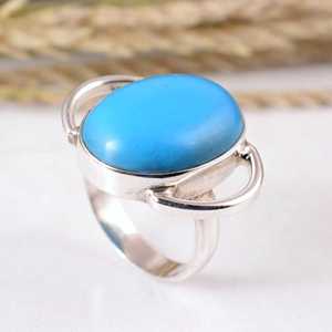 Handmade 925 Sterling <b>Silver</b> Blue Turquoise Open Band <b>Ring</b> Sleeping Beauty Arizona <b>Adjustable</b> Statement Jewelry Boho Hippie - Product Image 4