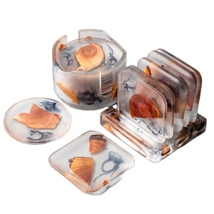 Craftsy Hom-Ensemble de sous-verres en résine époxy de qualité APPEAL avec effet d'océan Dessous de verre ronds et carrés décoratifs en résine époxy - Product Image 1