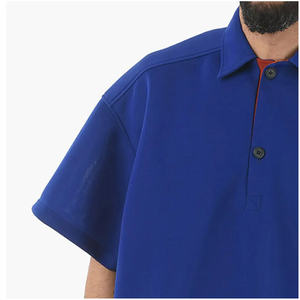 Surdimensionné Plus Size Hommes Bouton Piqué Coton pour Polos Épaule tombante Imprimé Conception Casual Uniformes Poche Tricoté Tissu - Product Image 4