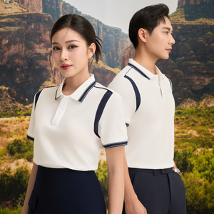 Ropa deportiva 210gsm algodón Poly Blend Polo Shirt para hombres y mujeres estirable Dynamic Axila Color Block Design Factory OEM/ODM - Product Image 4