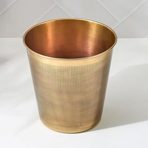 Stainless Steel Gold Finish Durable Cylindrical Modern Metal Waste Bin Home Office Bathroom <b>Kitchen</b> Bedroom Decorative R - Product Image 4
