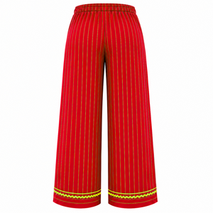 NSPDK Sorority Women's Red Striped Pajama Set Button Front Long Sleeve Sleepwear Contrast Trim Lounge <b>PJs</b> With Drawstring Pants - Product Image 5