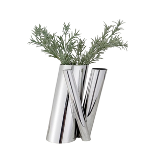 Florero de Metal con Acabado Plateado, Forma Cilíndrica, para Decoración de Mesa de Comedor, Arreglos Florales - Product Image 3