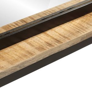 Estantes de Baño de Madera de Mango Maciza y Hierro con Vidrio, Espejo de Baño de Madera Natural y Vidrio - Product Image 5