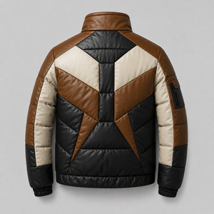 Blouson moto homme en cuir véritable marron coupe ajustée coupe-vent et imperméable style streetwear avec logo frontal personnalisé fabricant - Product Image 3