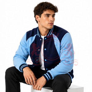 Veste Letterman bleue tendance en tissu léger avec boutons-pression, style moderne pour la mode urbaine - Product Image 4