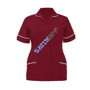 Ropa de médico de enfermera para mujer, uniforme de Hospital, Chaqueta larga de bloque de Color, disfraz, uniformes, Top - Product Image 2