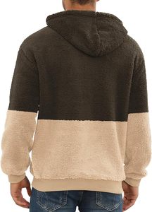 <b>Men's</b> Black And Beige Fleece Hooded Sweatshirt With Front Pocket Casual Winter Wear Regular Fit - Product Image 3