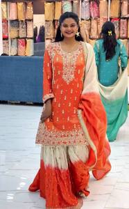 Conjunto de Vestido Tradicional Bordado para Mujer, Estilo Indio-Pakistaní, Largo hasta el Suelo, Corte Regular, para Bodas, Graduaciones, Material de Poliéster - Product Image 4