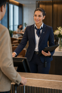 Uniformes d'aviation personnalisés à manches longues pour pilotes et personnel de cabine |   OEM |   Fournisseur d'uniformes pour superviseurs de réception de salles VIP d'aéroports pour femmes - Product Image 2