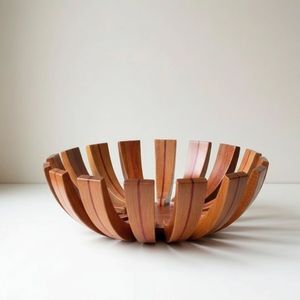 Handcrafted Wooden Fruit Basket For Kitchen Countertop <b>Storage</b> Decorative Serving Bowl For Home And Dining Table Use - Product Image 3