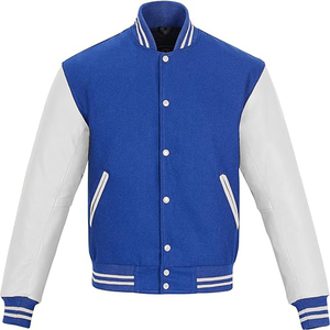 Classic Design Varsity Jacket Autumn Men's Casual Color <b>Block</b> Button up Jacket for Spring Fall School Baseball - Product Image 5