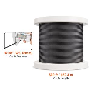 Kit Cavo in Acciaio Inossidabile 316 da 1/8'' x 500 ft con Tagliacavi e Guanti, Resistenza alla Rottura 1600 Libbre, 7x7 Fili, per Uso Marino - Product Image 2