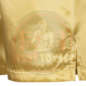 กางเกงชกมวยสีดำทองตัดกัน พร้อมโลโก้สั่งทำ OEM/ODM คุณภาพสูงสุด ผลิตจากโพลีเอสเตอร์ระบายอากาศได้ดี เหมาะสำหรับการฝึกซ้อมในฤดูใบไม้ร่วง - Product Image 5