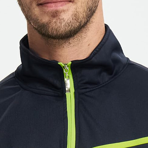 Men's Navy Blue Fleece Tracksuit Full Zipper Sporty Sweatshirt <b>Pants</b> Set Gray Panels Breathable Regular Fit Winter Wear - Product Image 3