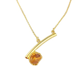 Citrine ít rìu hình 925 bạc mạ vàng 18 + 2 inch dây chuyền trẻ em Birthstone giáng sinh đám cưới nguyên đá quý trang sức - Product Image 1